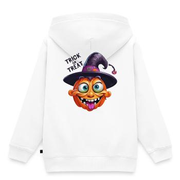 halloween, fêter halloween, happy halloween - Sweat Premium à capuche enfant bio - blanc - Dos - AI Model Kid Female (0cm)