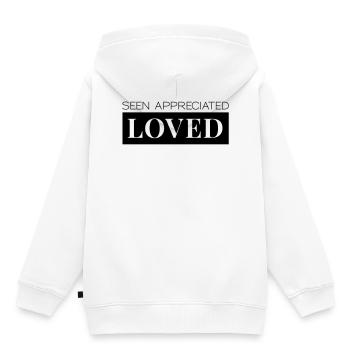 Seen Appreciated Loved - Kinder Premium Organic Hoodie - Weiß - Hinten - AI Model Kid Female (0cm)