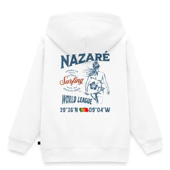Nazaré Surfing Girl Nautischer Druck - Kinder Premium Organic Hoodie - Weiß - Hinten - AI Model Kid Female (0cm)