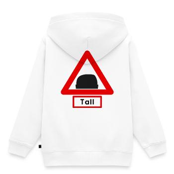 Achtung: Groß! Kopf-Symbol 🚧 - Kinder Premium Organic Hoodie - Weiß - Hinten - AI Model Kid Female (0cm)