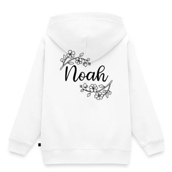 Noé | Nom du nom | Vectographie ! - Sweat Premium à capuche enfant bio - blanc - Dos - AI Model Kid Female (0cm)