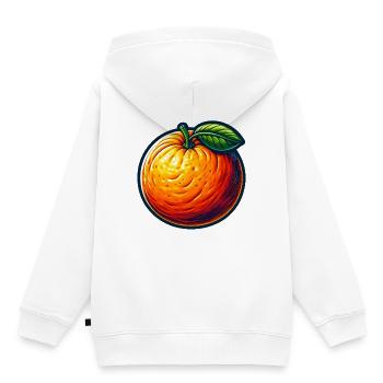 Orange Illustrée Colorée - Sweat Premium à capuche enfant bio - blanc - Dos - AI Model Kid Female (0cm)