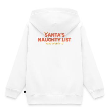 Liste du Père Noël: Ça en valait le coup - Sweat Premium à capuche enfant bio - blanc - Dos - AI Model Kid Female (0cm)