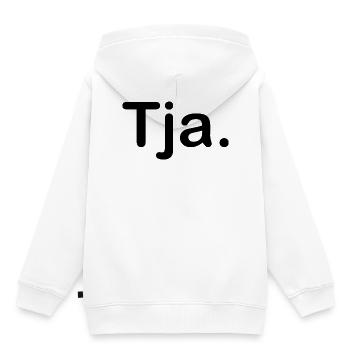Tja. - Kinder Premium Organic Hoodie - Weiß - Hinten - AI Model Kid Female (0cm)