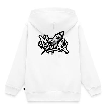 Graffiti rocket in black and white - Kids Premium Organic Hoodie - white - Back - AI Model Kid Female (0cm)