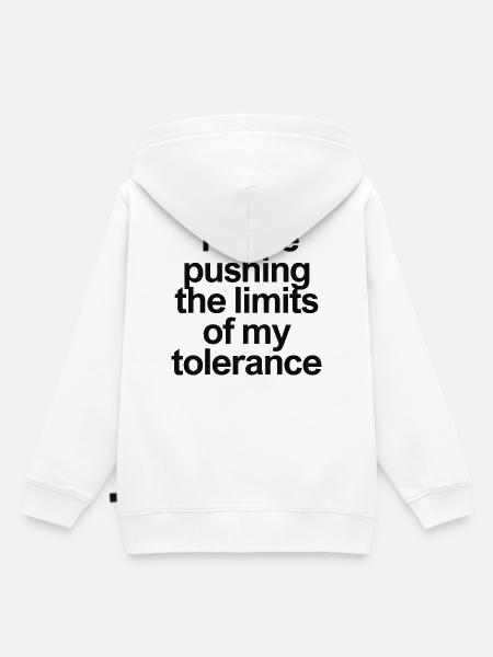 Pushing Limits Tolerance Funny Shirt - Kinder Premium Organic Hoodie - Weiß