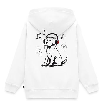 Casque pour chiens Croquis Musique Cadeau pour chien - Sweat Premium à capuche enfant bio - blanc - Dos - AI Model Kid Female (0cm)