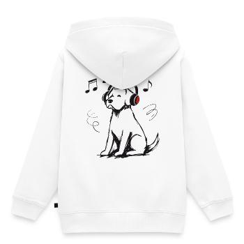 Casque pour chiens Croquis Musique Cadeau pour chien - Sweat Premium à capuche enfant bio - blanc - Dos - AI Model Kid Female (0cm)