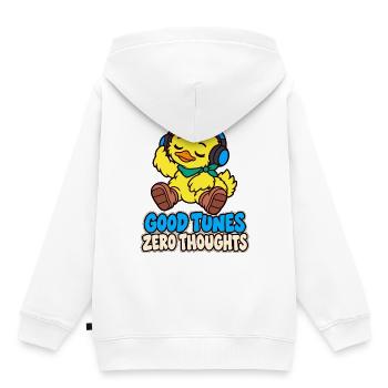 Duck mit Kopfhörern – Good Tunes Zero Thougts - Kinder Premium Organic Hoodie - Weiß - Hinten - AI Model Kid Female (0cm)