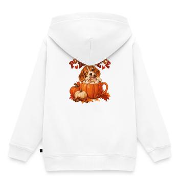 Pumpkin Spice Bestie - Kinder Premium Organic Hoodie - Weiß - Hinten - AI Model Kid Female (0cm)