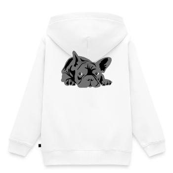 französische bulldogge 2 Farben - Kinder Premium Organic Hoodie - Weiß - Hinten - AI Model Kid Female (0cm)