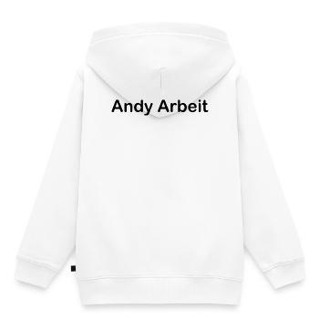 Andy Arbeit - Kinder Premium Organic Hoodie - Weiß - Hinten - AI Model Kid Female (0cm)