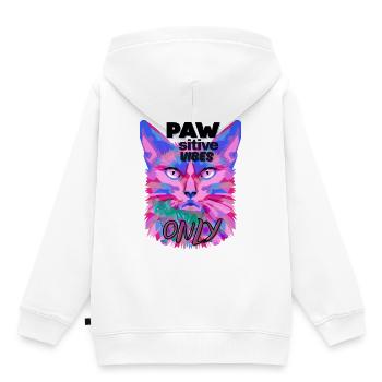Sigura design PAW Positive Vibes Cat - Kinder Premium Organic Hoodie - Weiß - Hinten - AI Model Kid Female (0cm)