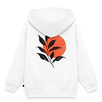 Sunset Leaf Silhouette - Kinder Premium Organic Hoodie - Weiß - Hinten - AI Model Kid Female (0cm)