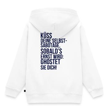 À propos de la folie : Embrasse ton auto-sabotage - Sweat Premium à capuche enfant bio - blanc - Dos - AI Model Kid Female (0cm)