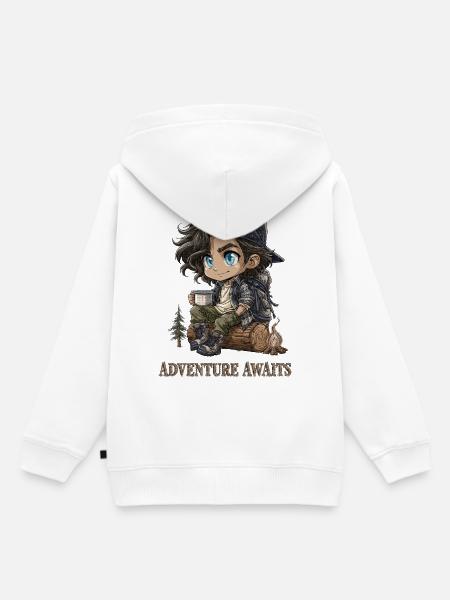 Wanderer Chibi Camping Abenteuer Geschenk - Kinder Premium Organic Hoodie - Weiß