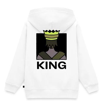 King - Sweat Premium à capuche enfant bio - blanc - Dos - AI Model Kid Female (0cm)