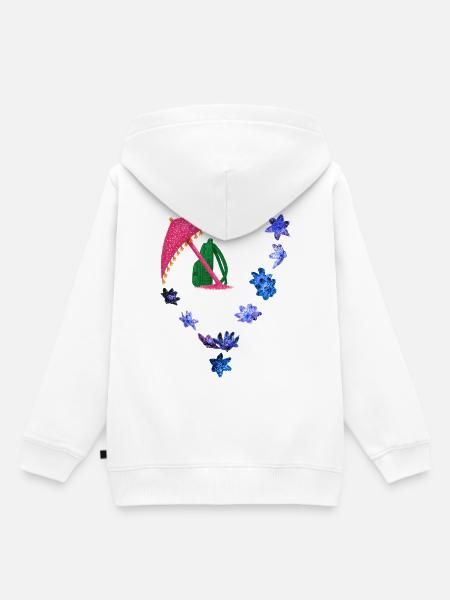 Glitzernder Regenschirm und Blütenring - Kinder Premium Organic Hoodie - Weiß