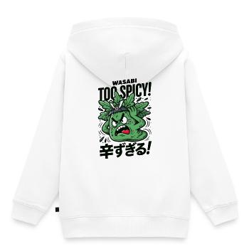 Zu scharf: Grüne Chili König - Kinder Premium Organic Hoodie - Weiß - Hinten - AI Model Kid Female (0cm)