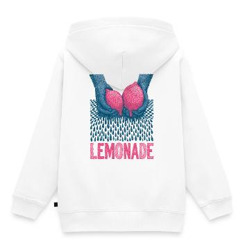 Lemonade Hands Bleu Rose Rétro - Sweat Premium à capuche enfant bio - blanc - Dos - AI Model Kid Female (0cm)