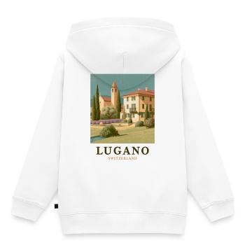 Lugano Villa Panorama - Kids Premium Organic Hoodie - white - Back - AI Model Kid Female (0cm)