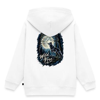 Mondlichtwolf: Wild & Frei im Wald - Kinder Premium Organic Hoodie - Weiß - Hinten - AI Model Kid Female (0cm)