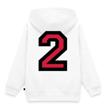 Le Numéro Deux 2 - Sweat Premium à capuche enfant bio - blanc - Dos - AI Model Kid Female (0cm)