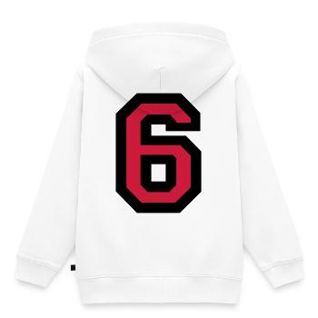 Le numéro 3 - Sweat Premium à capuche enfant bio - blanc - Dos - AI Model Kid Female (0cm)