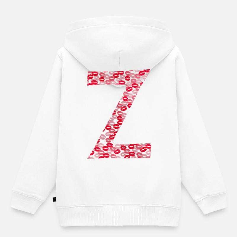 Lettre Z - bisous idée cadeau - Sweat Premium à capuche enfant bio - blanc
