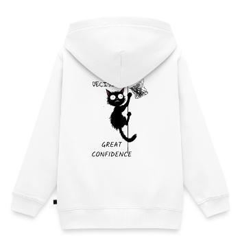 funny Black Cat On Cord - Kids Premium Organic Hoodie - white - Back - AI Model Kid Female (0cm)