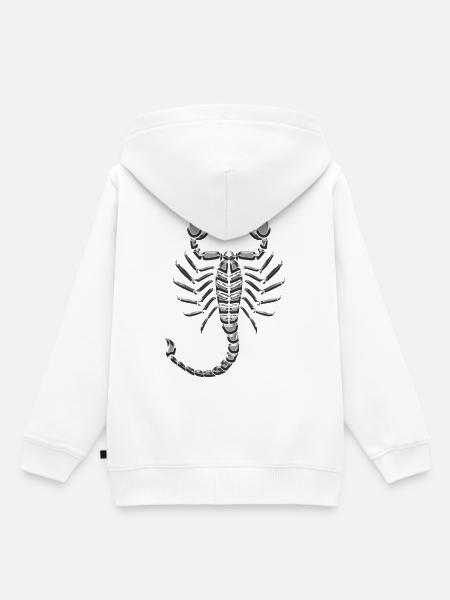 Skorpion-Metallchrom - Kinder Premium Organic Hoodie - Weiß