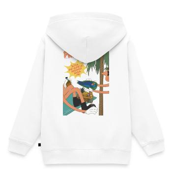 Papeete Tahiti Palm Tropique Humour Cartoon - Sweat Premium à capuche enfant bio - blanc - Dos - AI Model Kid Female (0cm)