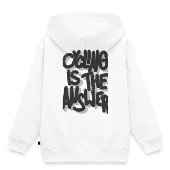 Le vélo est la solution - Sweat Premium à capuche enfant bio - blanc - Dos - AI Model Kid Female (0cm)