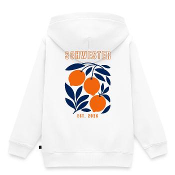 Schwester 2026 - Kinder Premium Organic Hoodie - Weiß - Hinten - AI Model Kid Female (0cm)