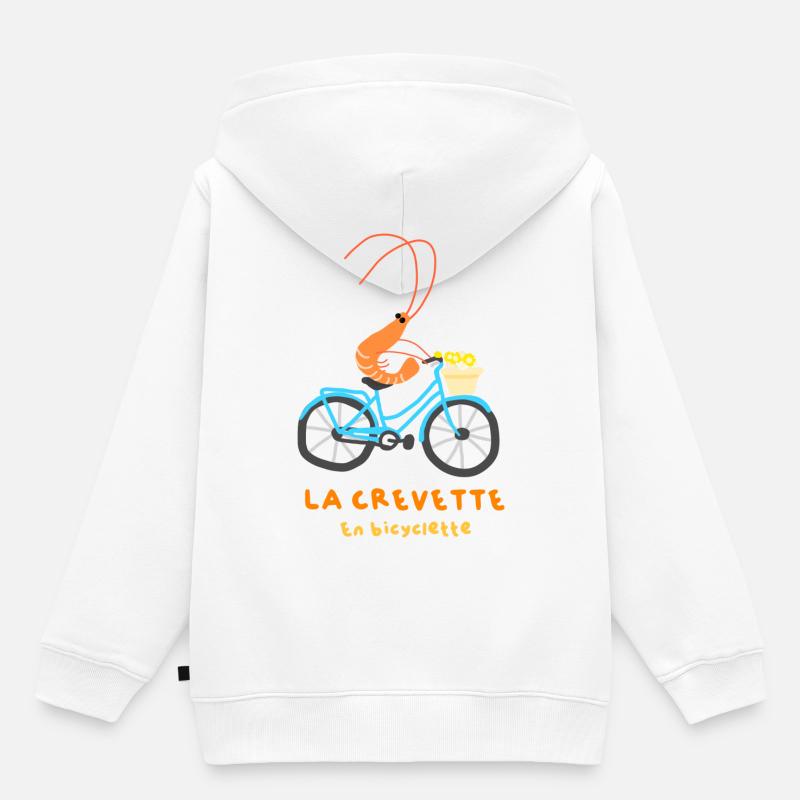 La crevette en bicyclette - Sweat Premium à capuche enfant bio - blanc