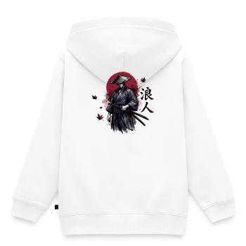 Schattensamurai im Herbstrot - Kinder Premium Organic Hoodie - Weiß - Hinten - AI Model Kid Female (0cm)