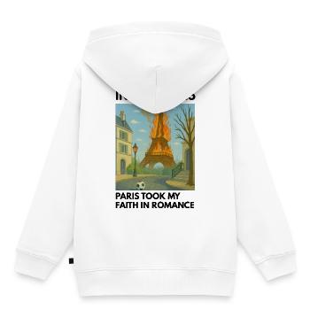 Eiffelturm on Fire - Kinder Premium Organic Hoodie - Weiß - Hinten - AI Model Kid Female (0cm)