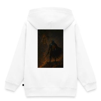 Lava Knight in Inferno - Kids Premium Organic Hoodie - white - Back - AI Model Kid Female (0cm)