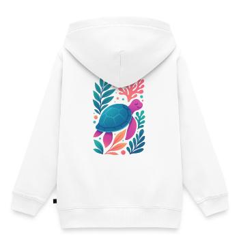 Farbenfrohe Korallen-Schildkröte - Kinder Premium Organic Hoodie - Weiß - Hinten - AI Model Kid Female (0cm)