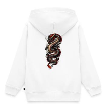 Roter und Schwarzer Drache - Kinder Premium Organic Hoodie - Weiß - Hinten - AI Model Kid Female (0cm)