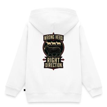 Wrong Herd – Right Direction - Kinder Premium Organic Hoodie - Weiß - Hinten - AI Model Kid Female (0cm)