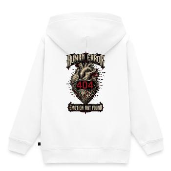 Human Error – Emotion Not Found - Kids Premium Organic Hoodie - white - Back - AI Model Kid Female (0cm)