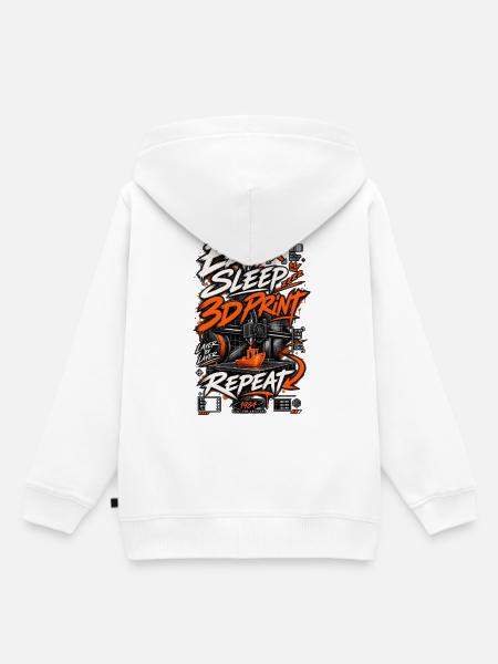 3D Druck Eat Sleep Print Repeat - Kinder Premium Organic Hoodie - Weiß