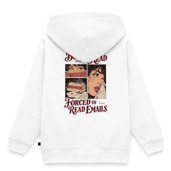 Born To Read Forced To Read Emails - Kinder Premium Organic Hoodie - Weiß - Hinten - AI Model Kid Female (0cm)