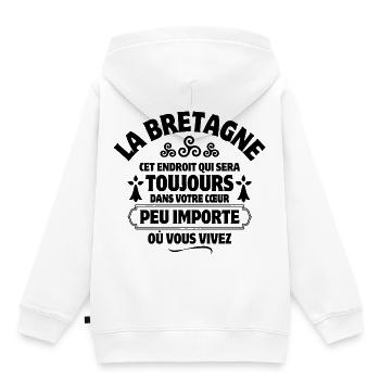 Bretagne, Breton, celte, je suis Breton - Sweat Premium à capuche enfant bio - blanc - Dos - AI Model Kid Female (0cm)