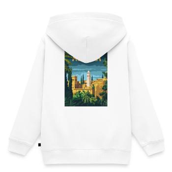 Urban landscape of Algeria under relaxation - Kids Premium Organic Hoodie - white - Back - AI Model Kid Female (0cm)