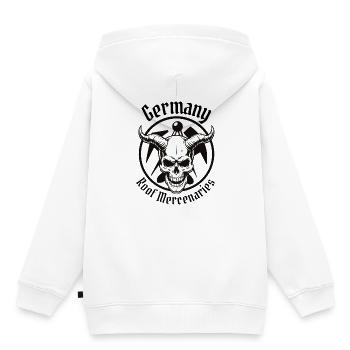 Roofer Elite - Germany Roof Mercenaries Skull - Kids Premium Organic Hoodie - white - Back - AI Model Kid Female (0cm)