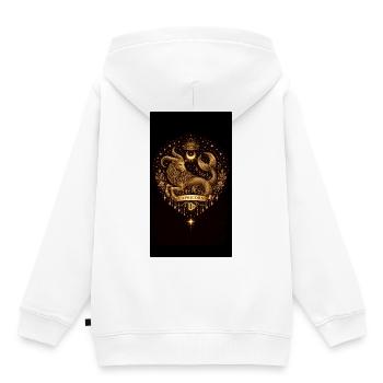 Golden Zodiac Collection – Capricorn Astrology  - Kinder Premium Organic Hoodie - Weiß - Hinten - AI Model Kid Female (0cm)