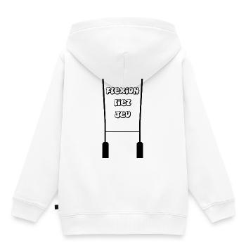 Bändigen, Verbinden, Spielen – Rugby – Rugbykleidung - Kinder Premium Organic Hoodie - Weiß - Hinten - AI Model Kid Female (0cm)