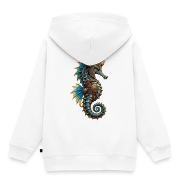 Wikinger-Seepferdchen - Kinder Premium Organic Hoodie - Weiß - Hinten - AI Model Kid Female (0cm)